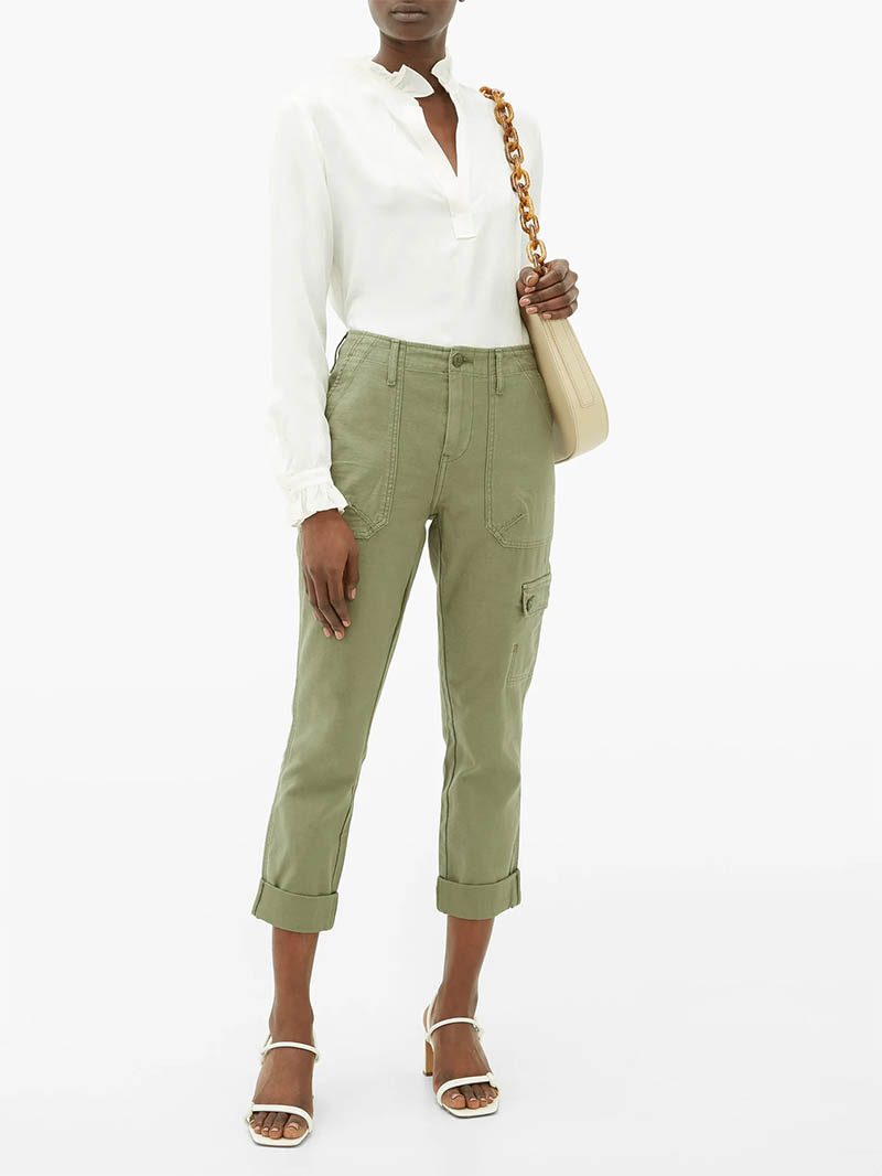 FRAME Cropped cotton cargo trousers